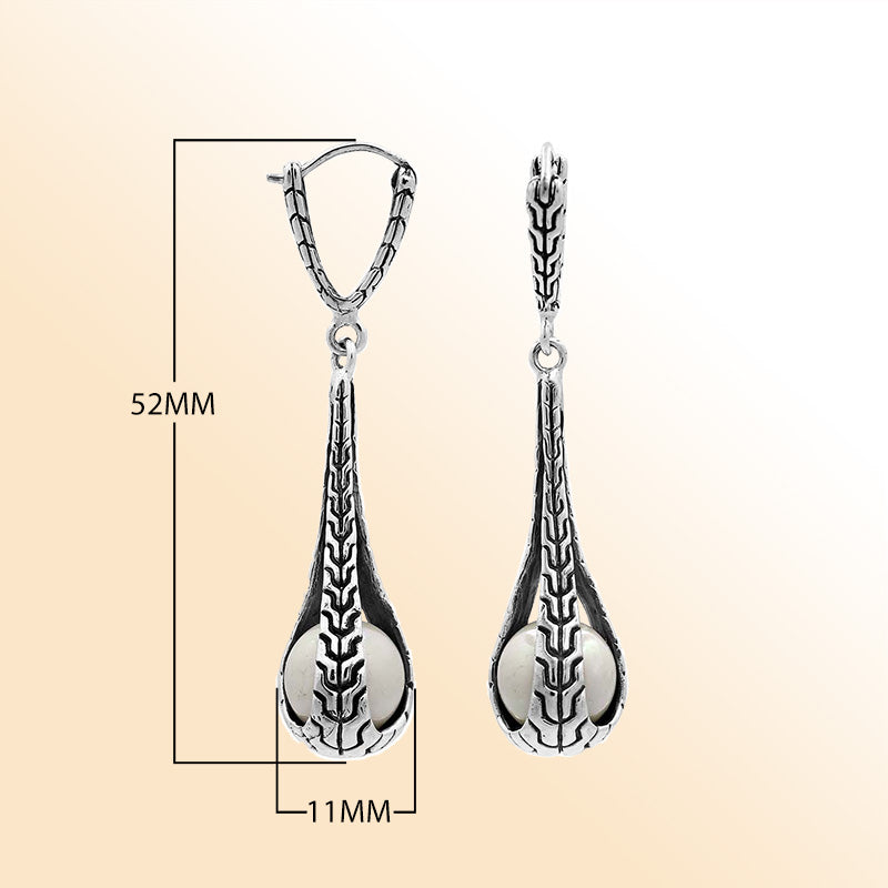 Sterling Silver Artistic Teardrop Earrings With Mabe Pearl