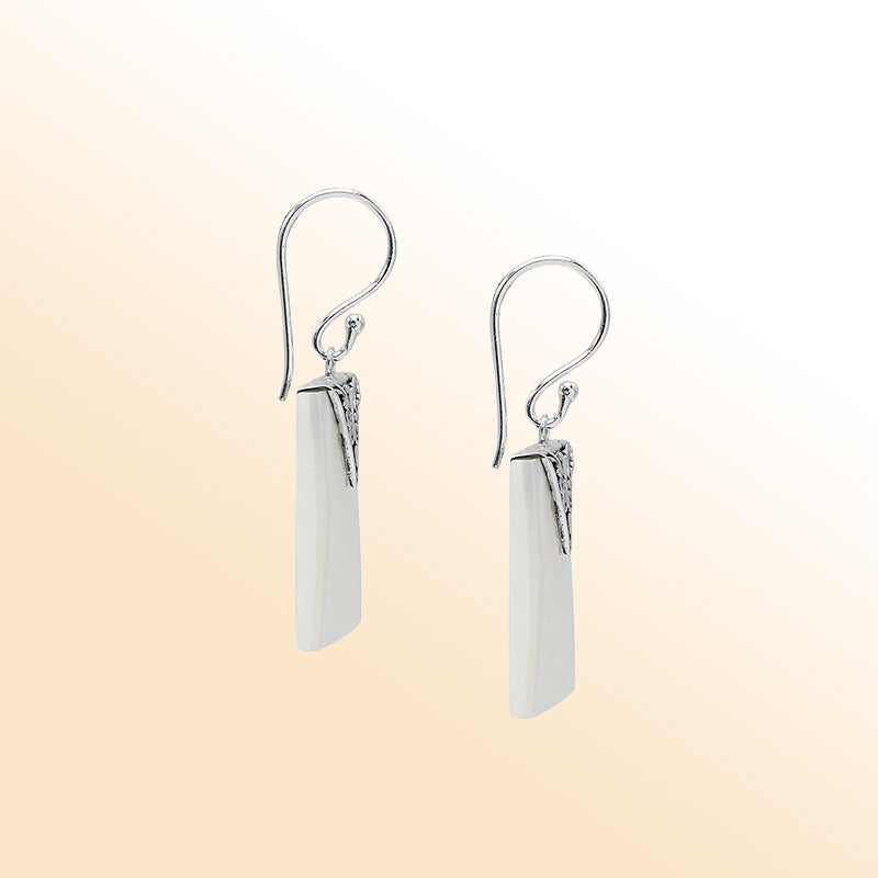 Artistic square earrings with Mother Of Pearl and silver accent