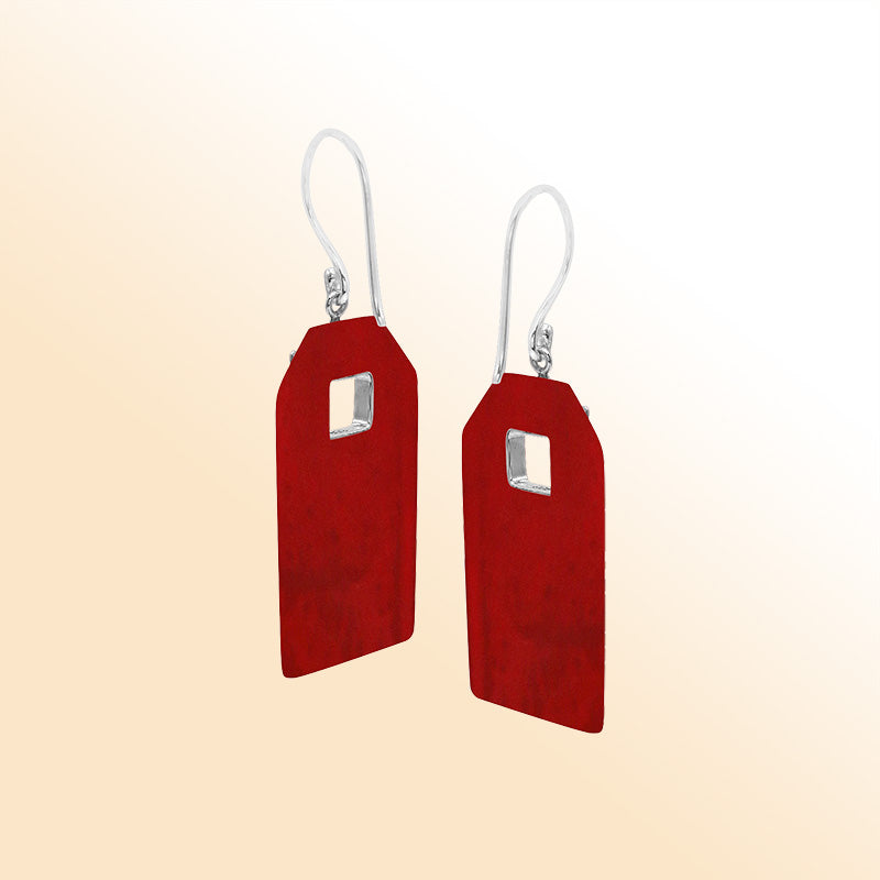 Artistic Red Coral earrings with ornate silver filigree