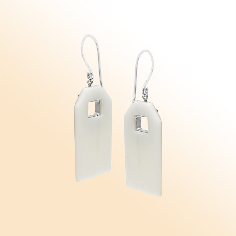 Artistic Mother of Pearl earrings with ornate silver filigree