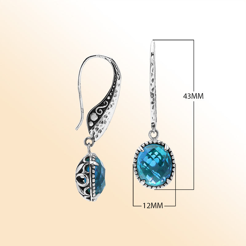 Sterling silver Blue Topaz artistic filigree earrings