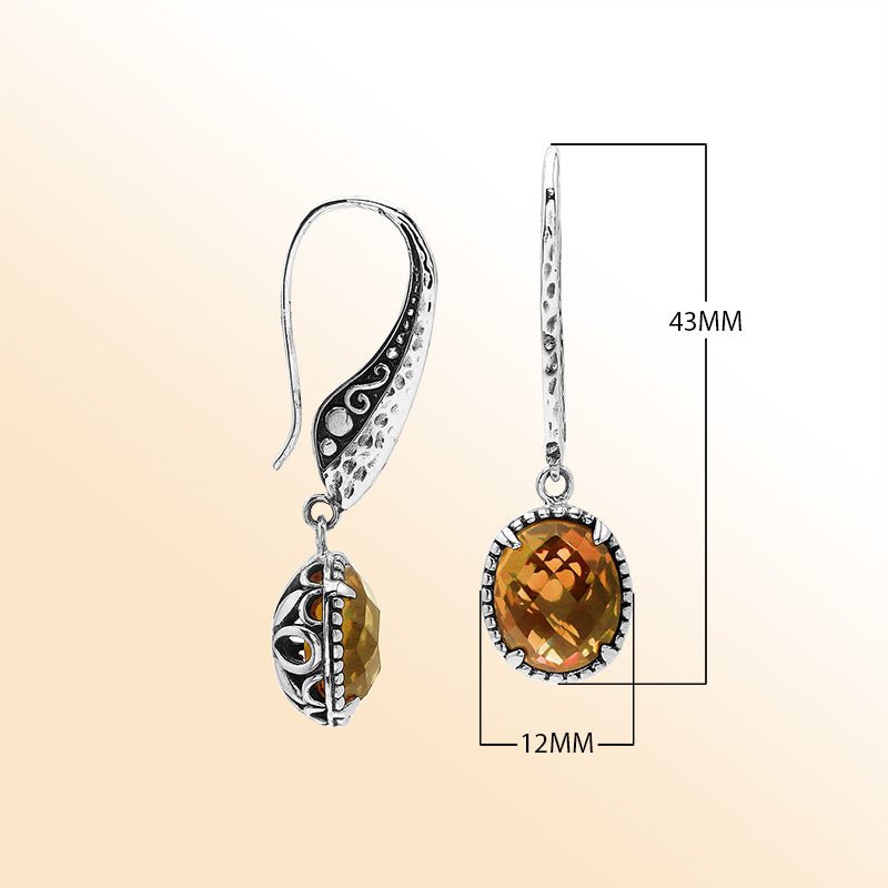 Sterling silver Citrine Quartz artistic filigree earrings