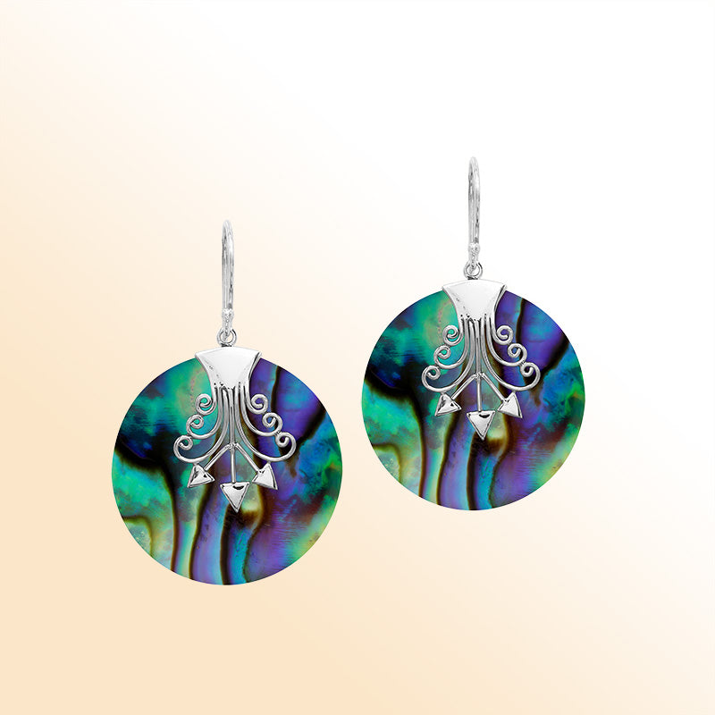 Sterling silver Abalone Shell artistic earrings