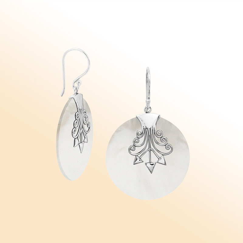 Sterling silver Mother Of Pearl artistic earrings