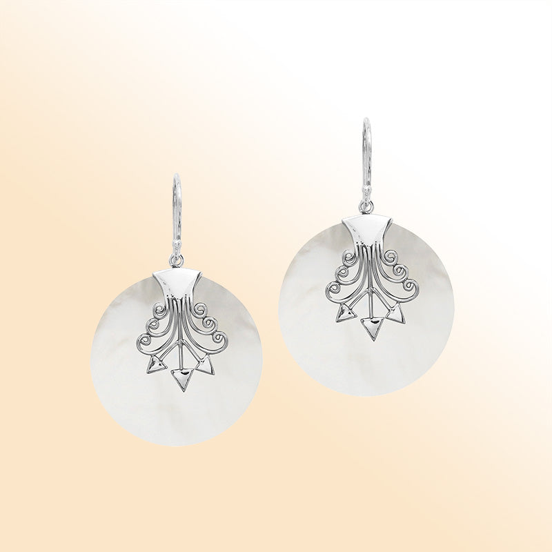 Sterling silver Mother Of Pearl artistic earrings