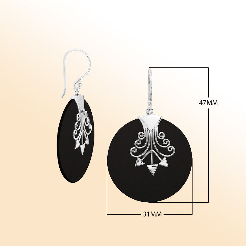 Sterling silver Black Shell artistic earrings
