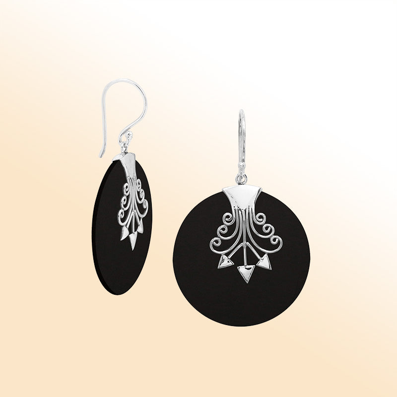Sterling silver Black Shell artistic earrings