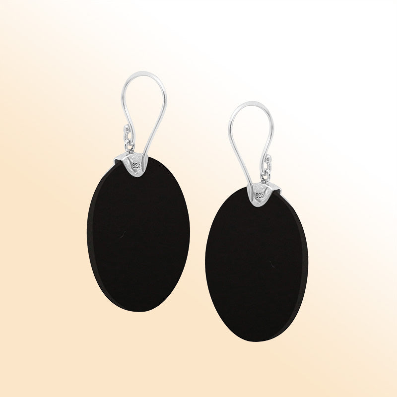 Sterling silver Black Shell artistic earrings
