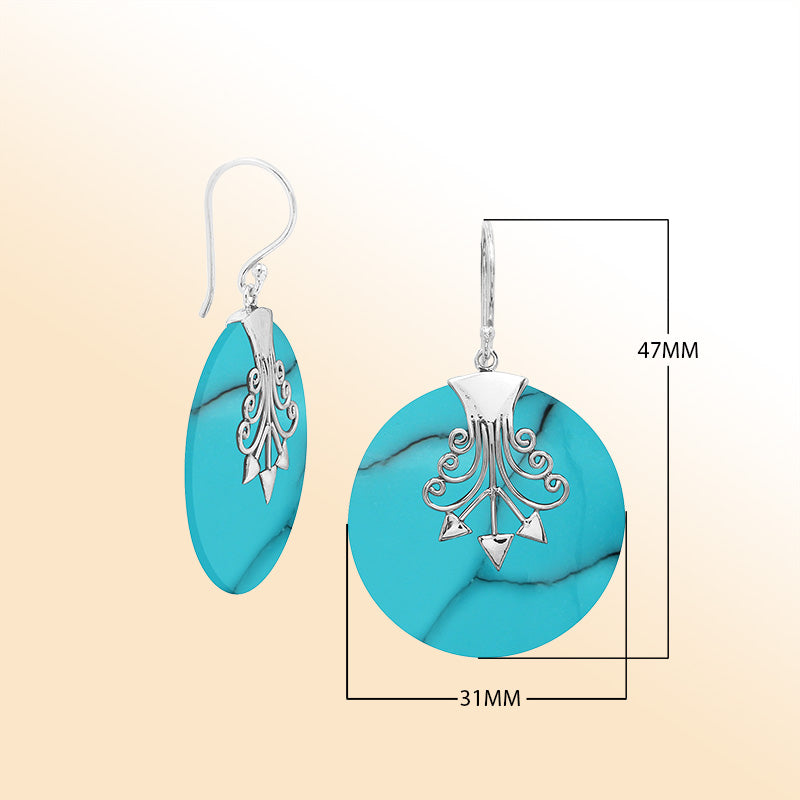 Sterling silver Turquoise Shell artistic earrings