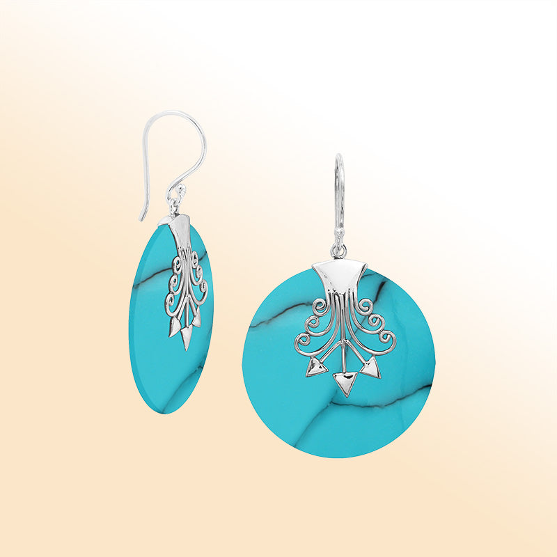 Sterling silver Turquoise Shell artistic earrings