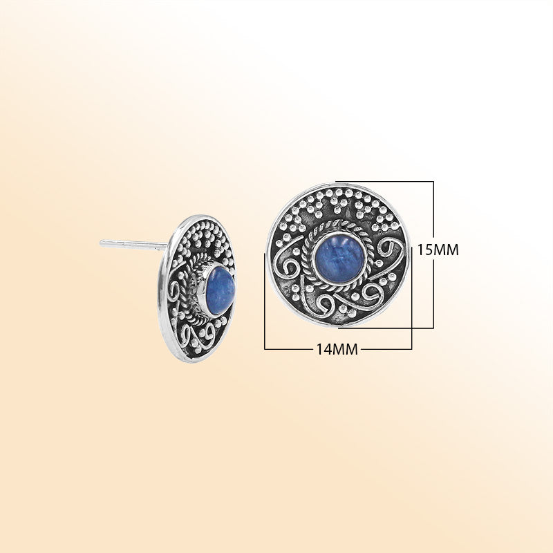 Sterling silver Kyanite filigree stud earrings