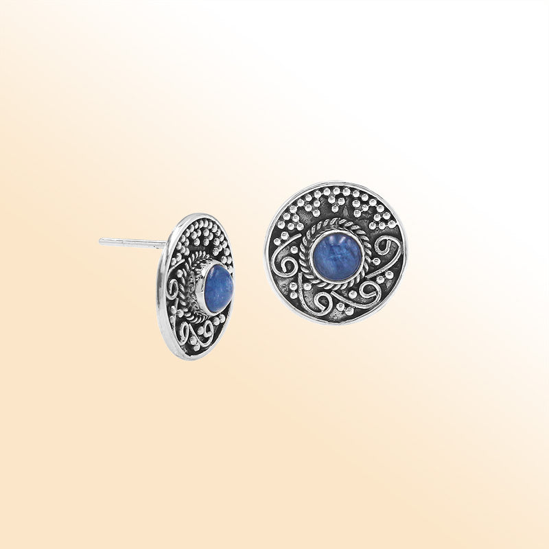 Sterling silver Kyanite filigree stud earrings
