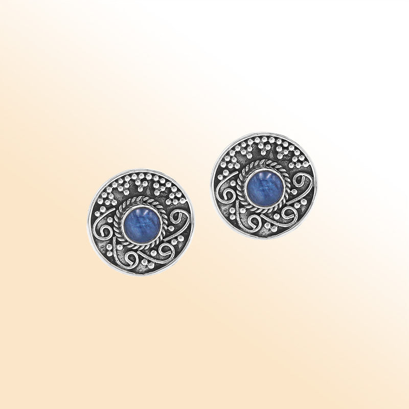 Sterling silver Kyanite filigree stud earrings