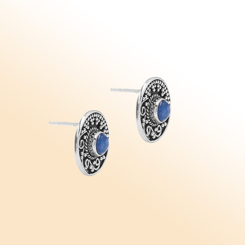 Sterling silver Kyanite filigree stud earrings
