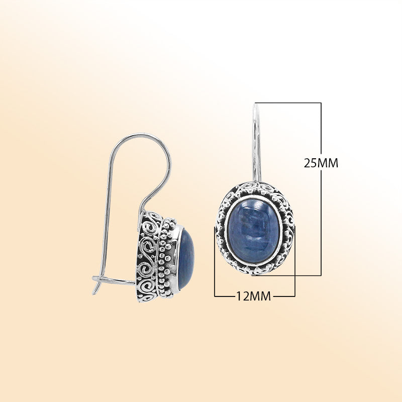 Sterling silver Kyanite Quartz floral Balinese earrings