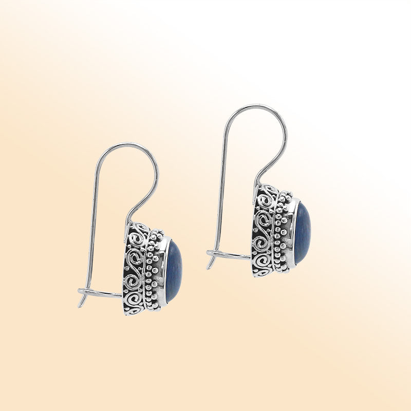 Sterling silver Kyanite Quartz floral Balinese earrings