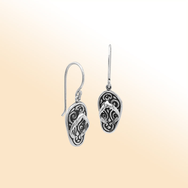 Sterling silver flip-flop artistic earrings