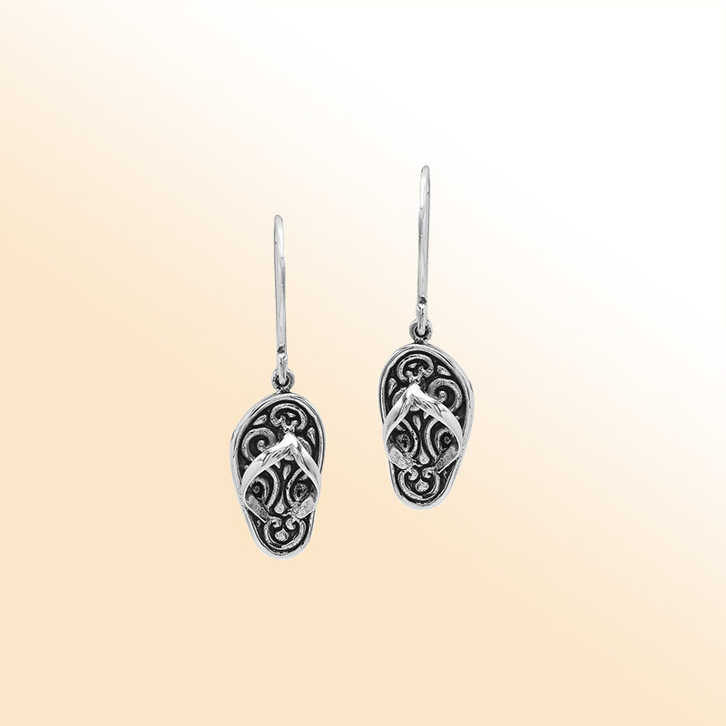Sterling silver flip-flop artistic earrings