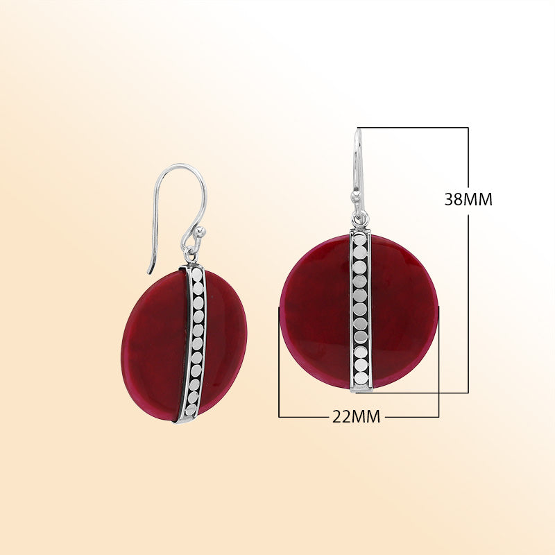 Sterling silver Red Coral vertical design earrings