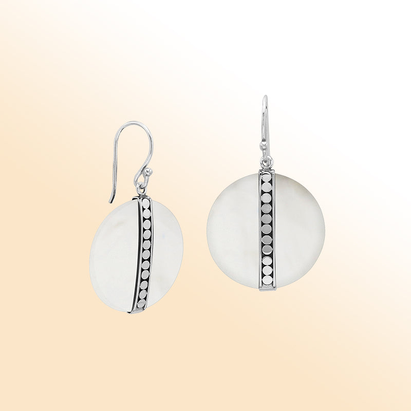 Sterling silver Mother Of Pearl vertical design earrings