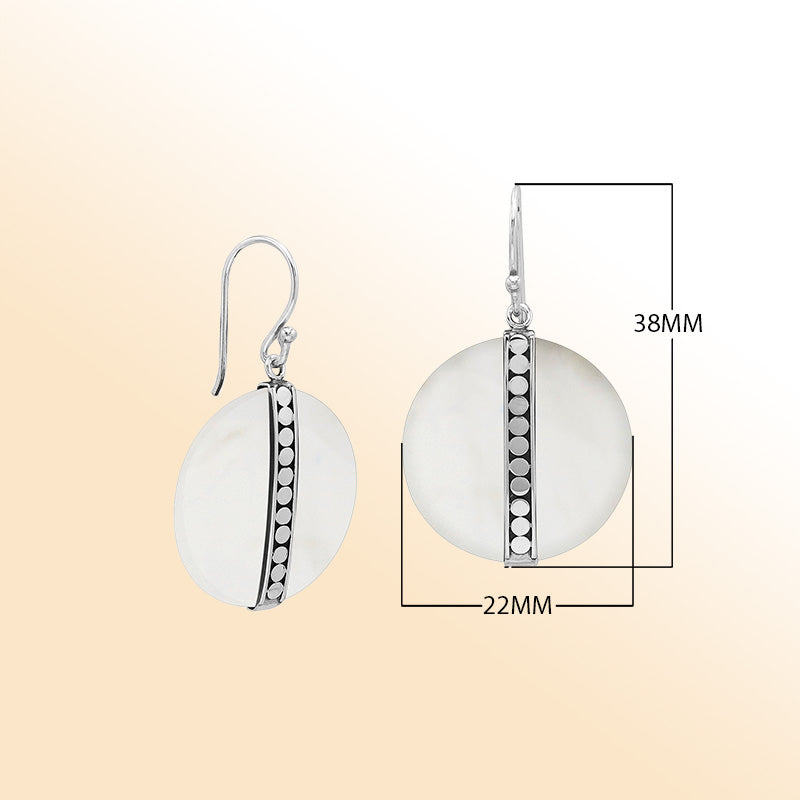 Sterling silver Mother Of Pearl vertical design earrings