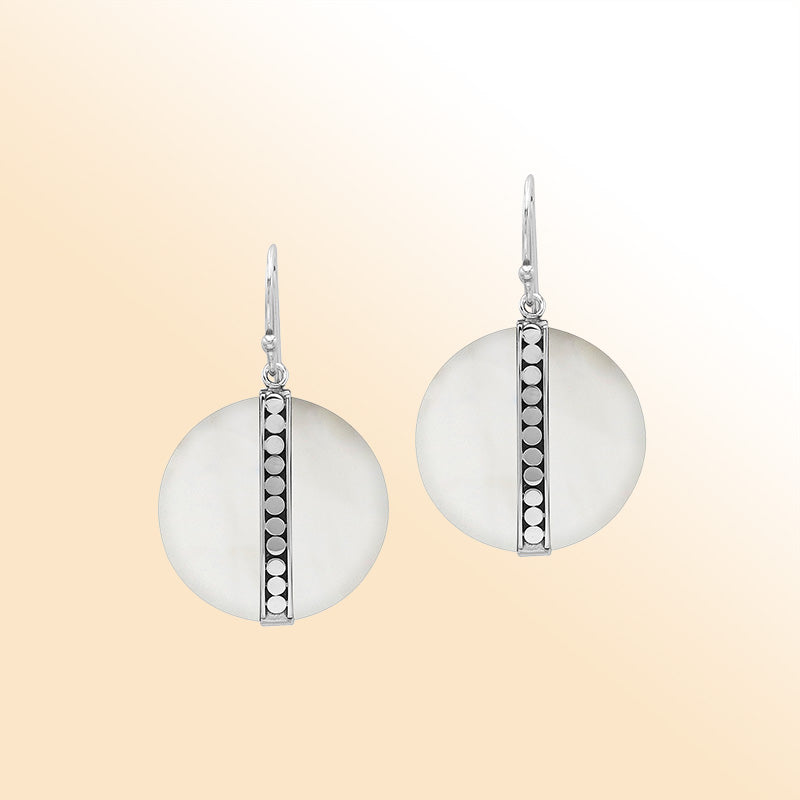 Sterling silver Mother Of Pearl vertical design earrings