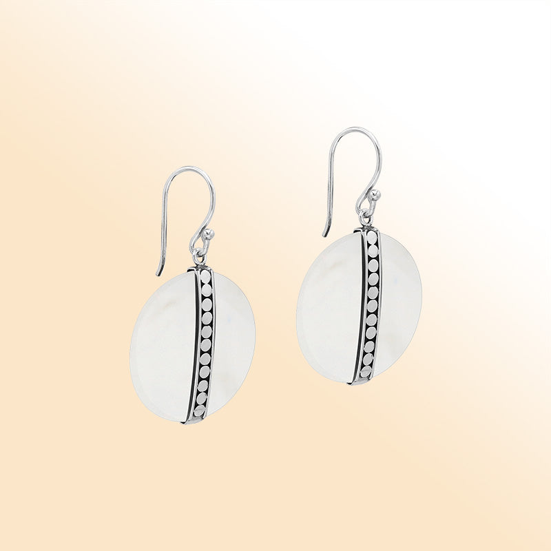 Sterling silver Mother Of Pearl vertical design earrings