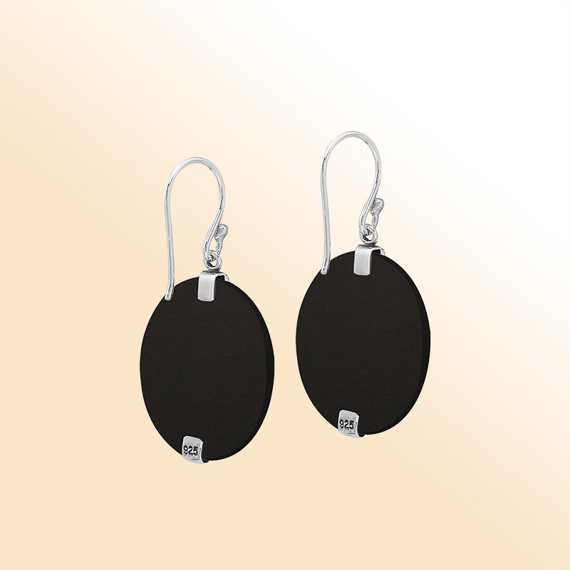 Sterling silver Black Shell vertical design earrings