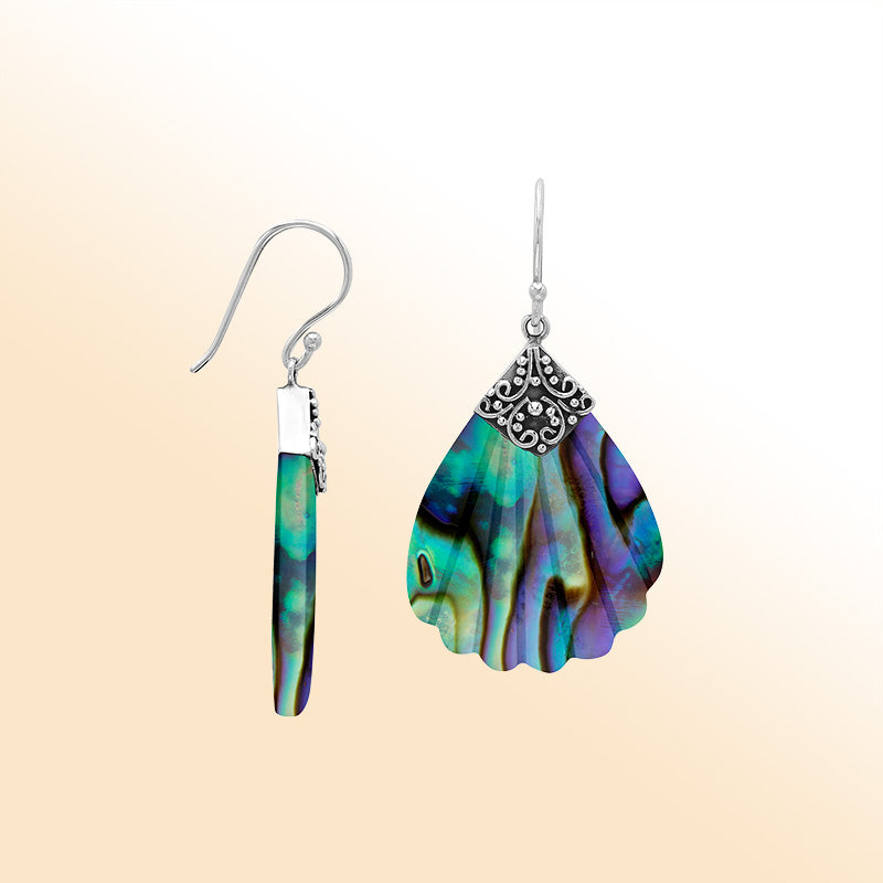 Sterling silver ornate Abalone Shell shell earrings