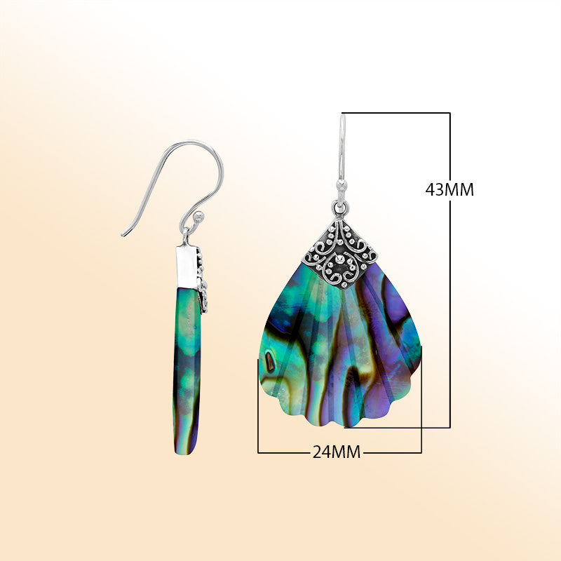 Sterling silver ornate Abalone Shell shell earrings