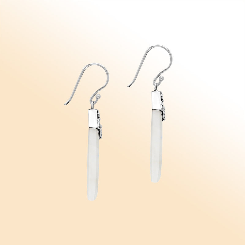 Sterling silver ornate Mother Of Pearl shell earrings
