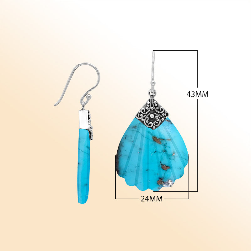 Sterling silver ornate Turquoise Shell shell earrings