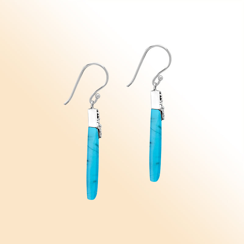 Sterling silver ornate Turquoise Shell shell earrings