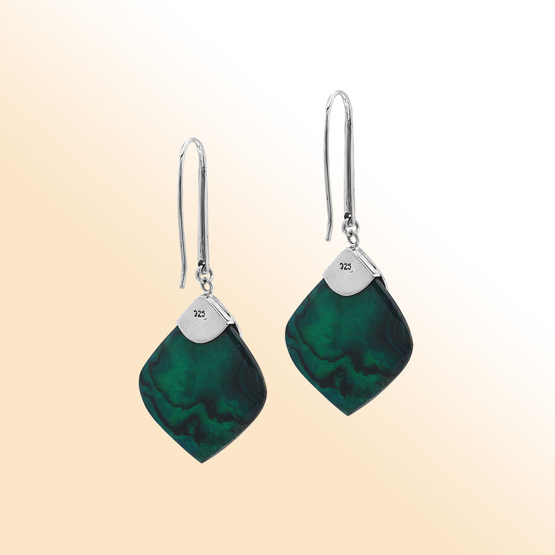 Sterling Silver Earring With Abalone Shell & Blue Topaz Quartz Drop Handcrafted In Bali