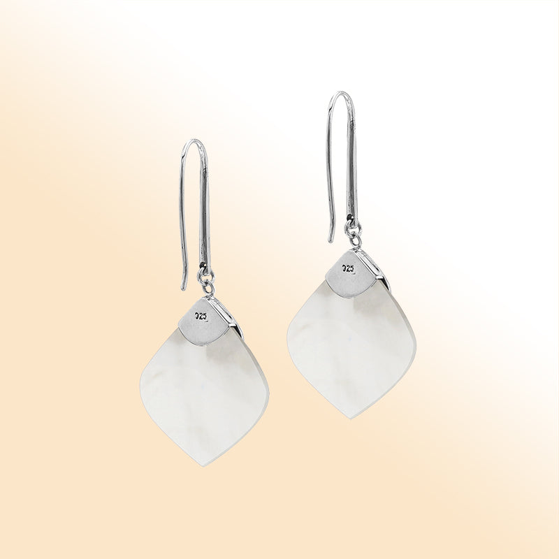 Sterling Silver Mother Of Pearl And Blue Topaz Quartz Drop Earrings