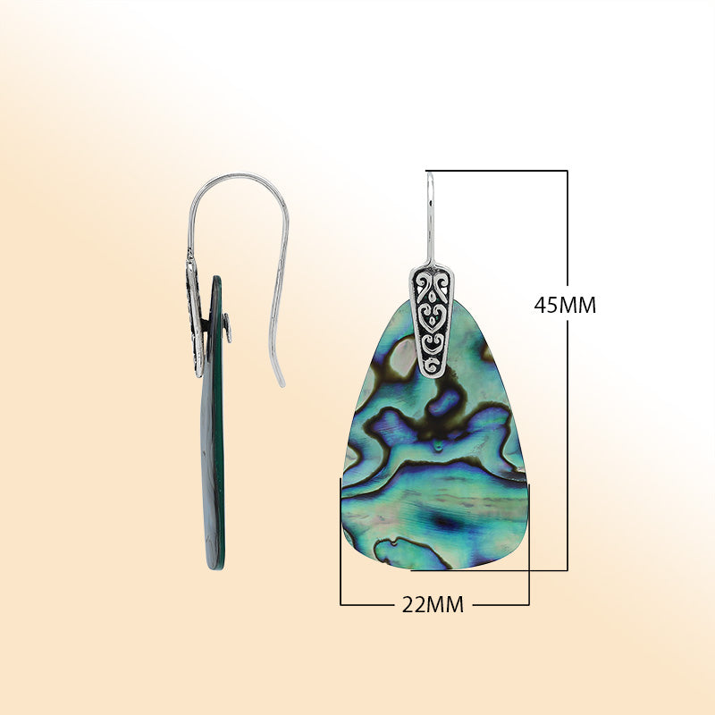Sterling Silver Abalone Shell Artistic Drop Earrings