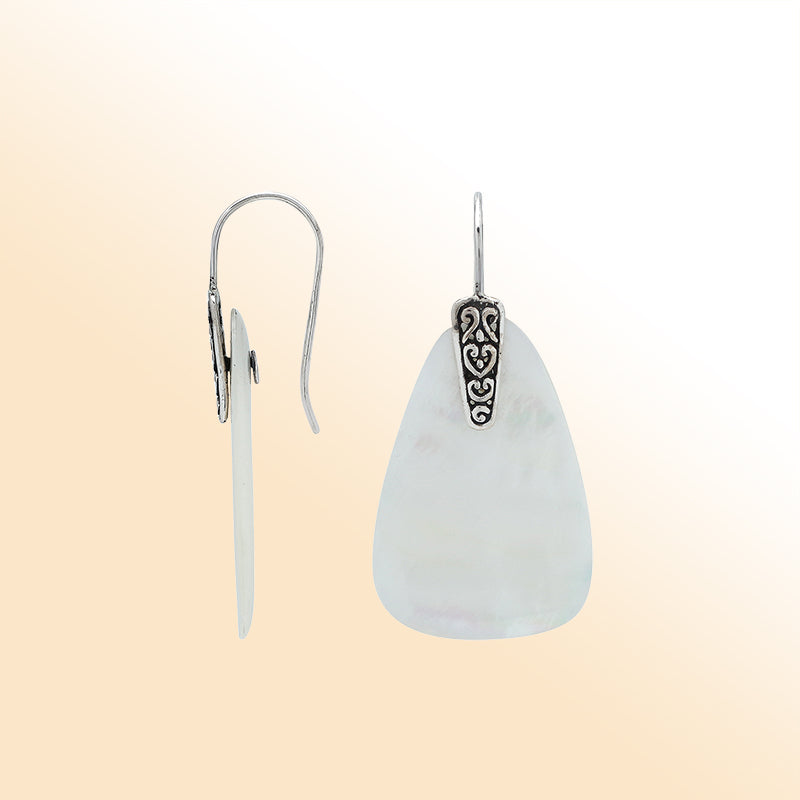 Sterling Silver Mother Of Pearl Artistic Drop Earrings