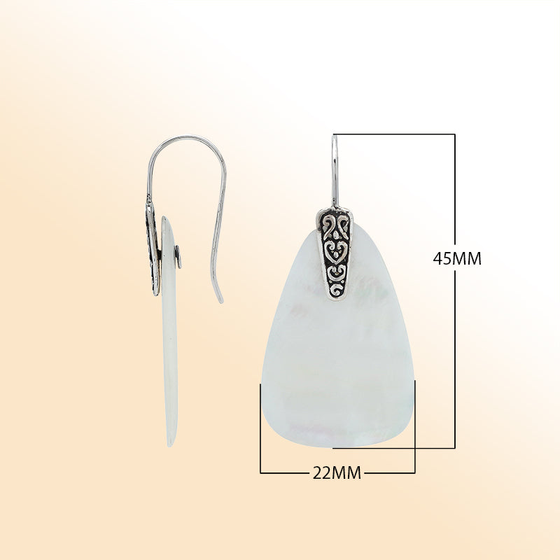 Sterling Silver Mother Of Pearl Artistic Drop Earrings