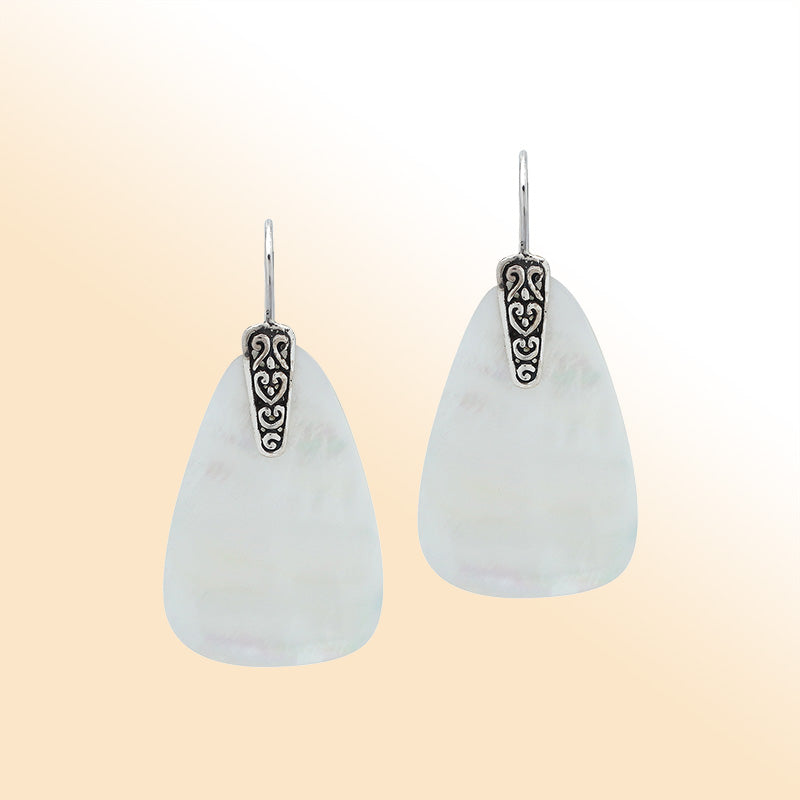Sterling Silver Mother Of Pearl Artistic Drop Earrings