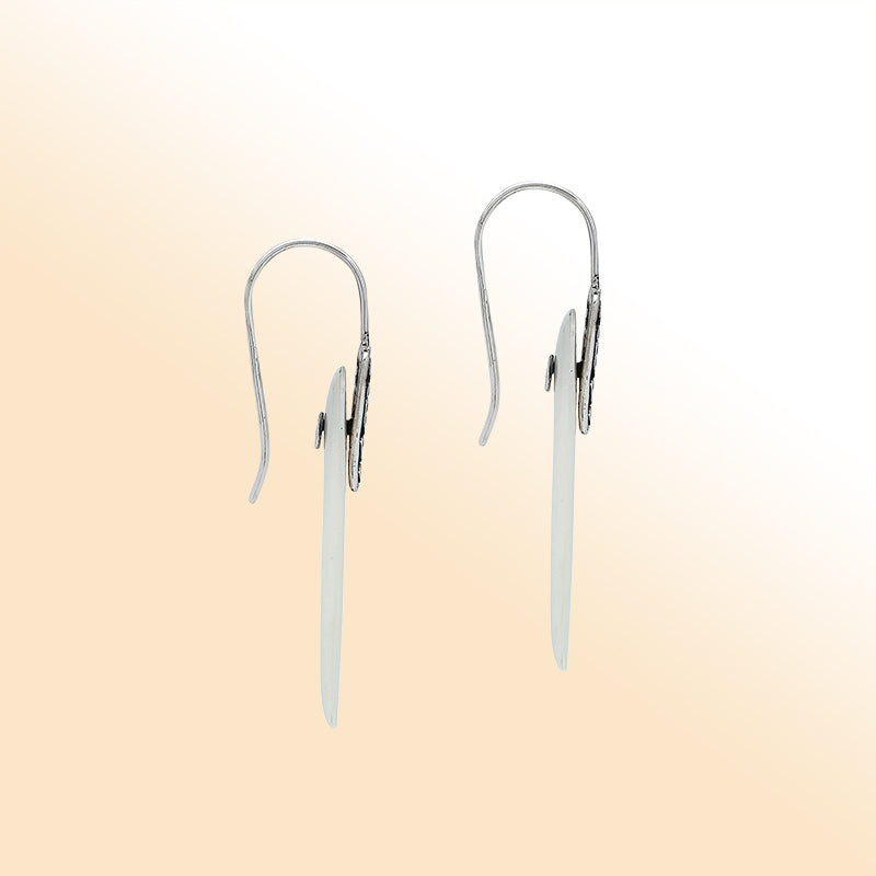 Sterling Silver Mother Of Pearl Artistic Drop Earrings