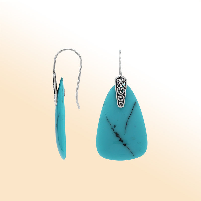Sterling Silver Turquoise Shell Artistic Drop Earrings