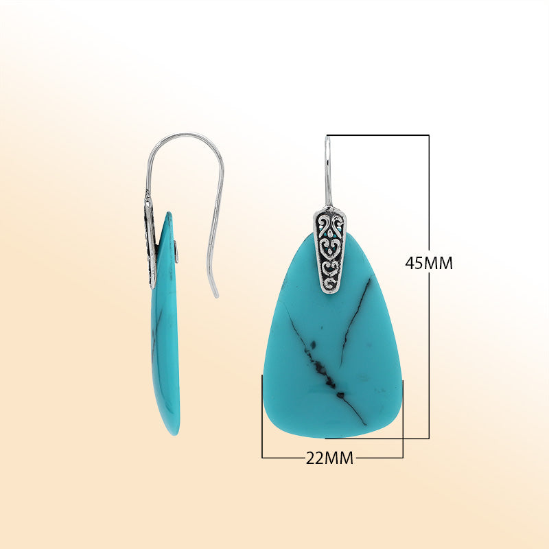 Sterling Silver Turquoise Shell Artistic Drop Earrings