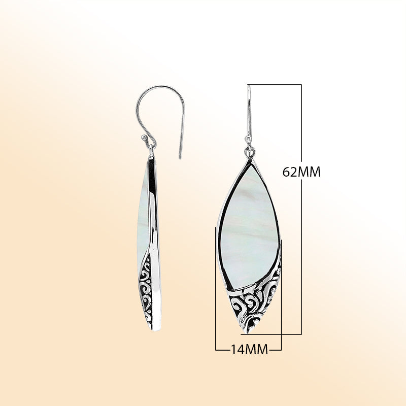 Sterling Silver Mother Of Pearl Artistic Drop Earrings