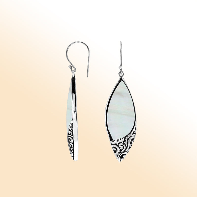 Sterling Silver Mother Of Pearl Artistic Drop Earrings