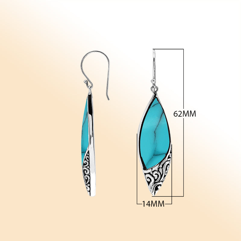 Sterling Silver Turquoise Shell Artistic Drop Earrings