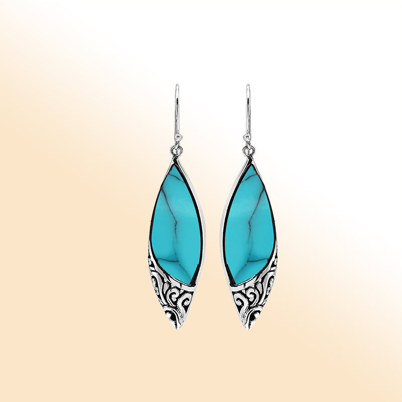 Sterling Silver Turquoise Shell Artistic Drop Earrings
