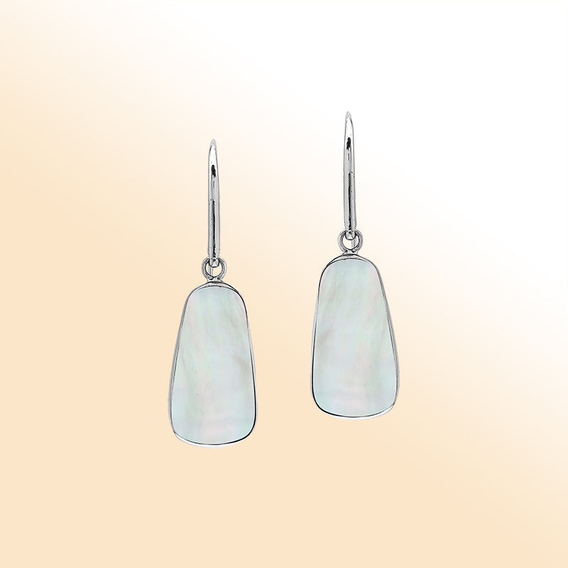Sterling silver Mother Of Pearl drop earrings handcrafted in Bali