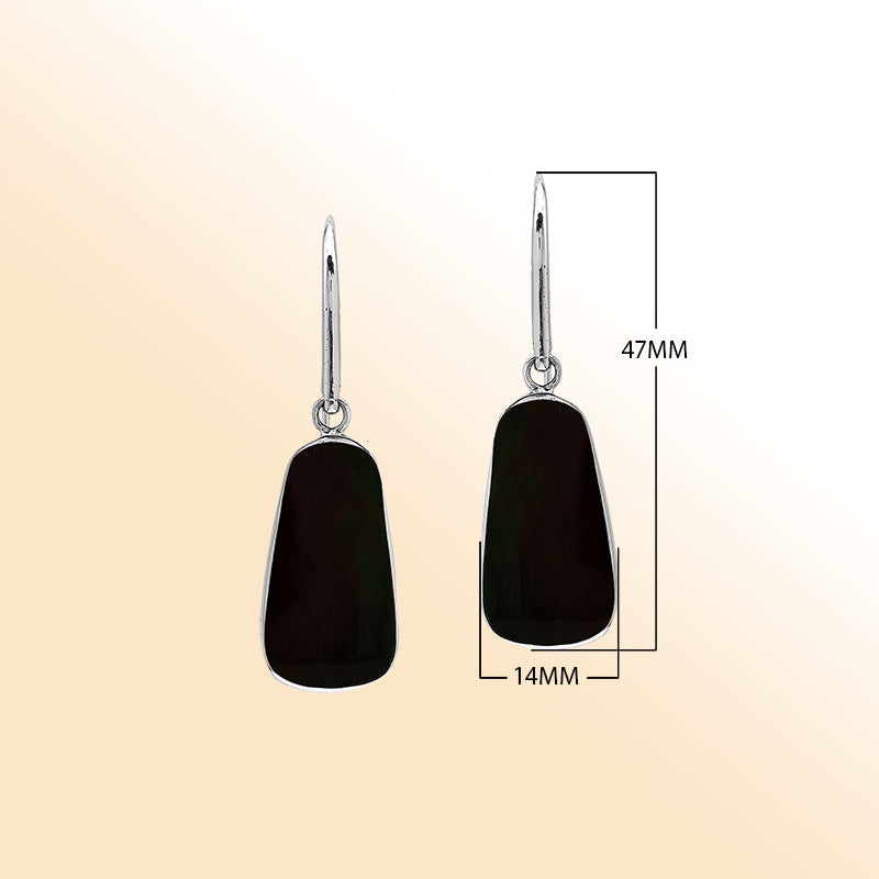 Sterling silver Black Shell drop earrings handcrafted in Bali