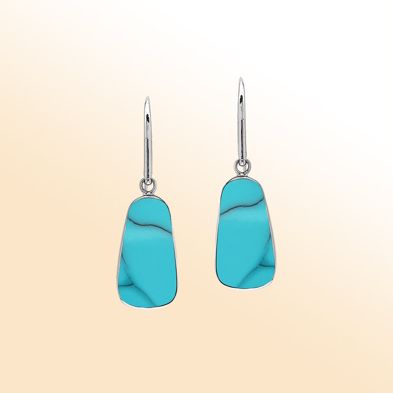 Sterling silver Turquoise Shell drop earrings handcrafted in Bali