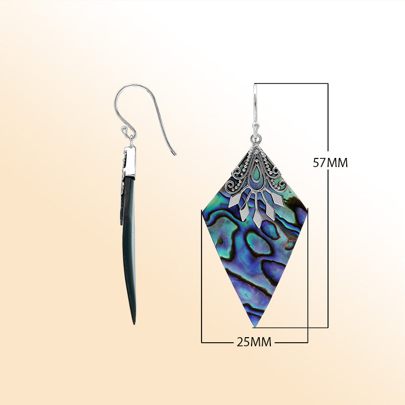 Sterling silver Abalone Shell drop earrings handcrafted in Bali